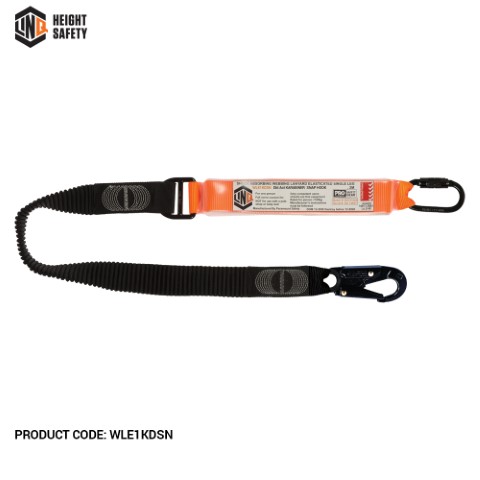 LINQ WEBBING LANYARD ELASTIC SNG LEG 1 X D.A LARABINER 1X SNAP HOOK